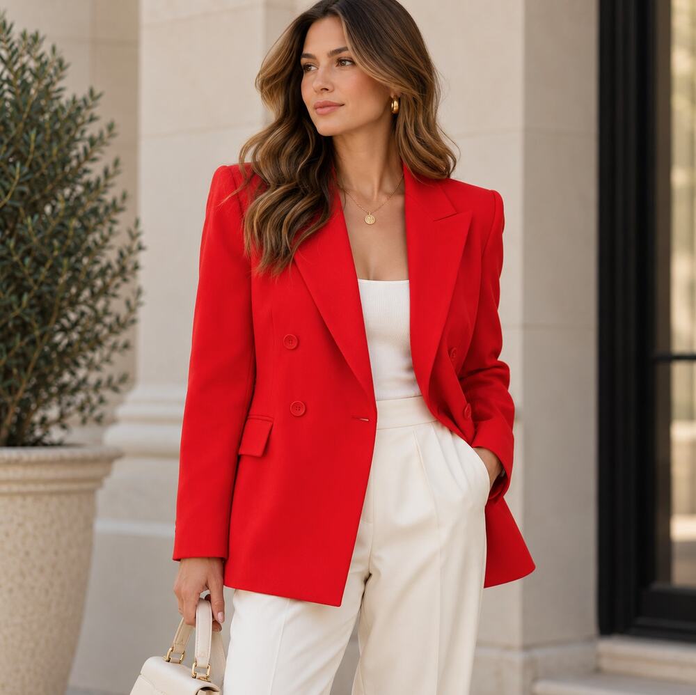 MILLY Abbi Double Breasted Blazer Jad Red Sz 6 $475 {U15}